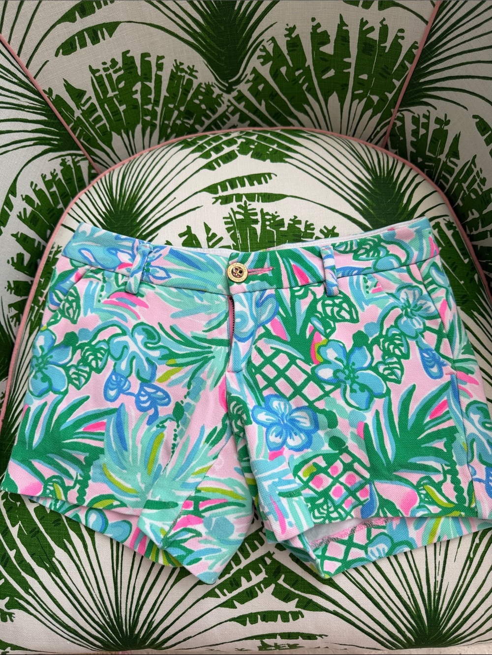 Lilly Pulitzer Pink, Green & Blue Tropical High-Waist Shorts